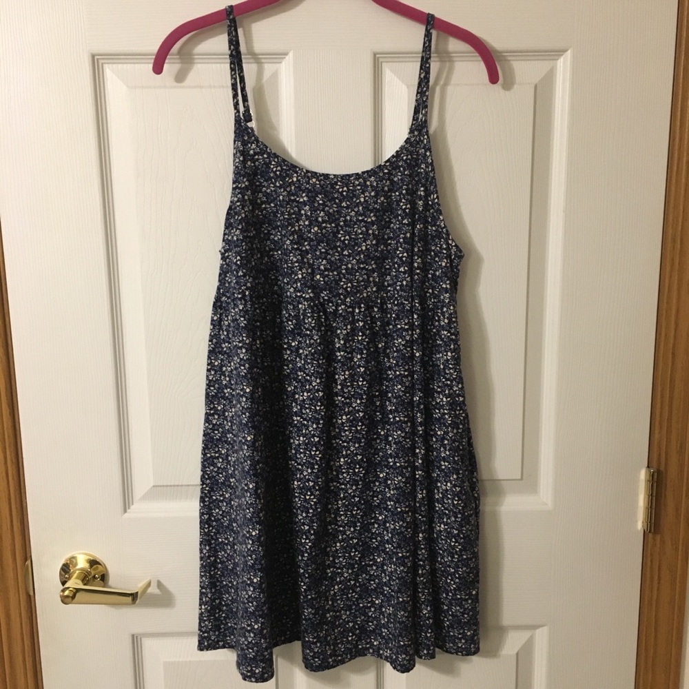 Dark blue floral babydoll dress
